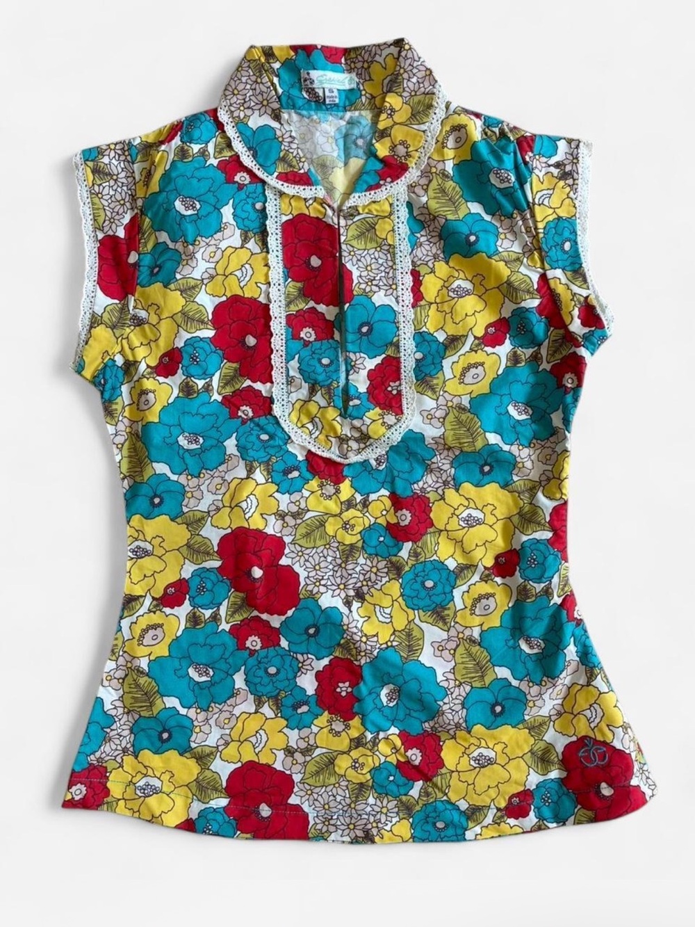 Ezekiel Vintage inspired Multicolor Floral Blouse - Red, Yellow, Blue